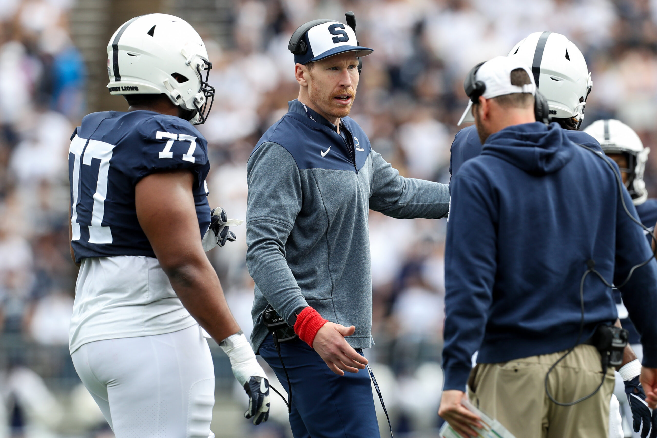 Penn State freshmen in uniform at football picture day; Scenes from the  event 