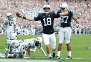 Apr 13, 2024; University Park, PA, USA; Penn State Nittany Lions head coach James Franklin during the second quarter of the Blue White spring game at Beaver Stadium. The White team defeated the Blue team 27-0. Mandatory Credit: Matthew O'Haren-USA TODAY Sports