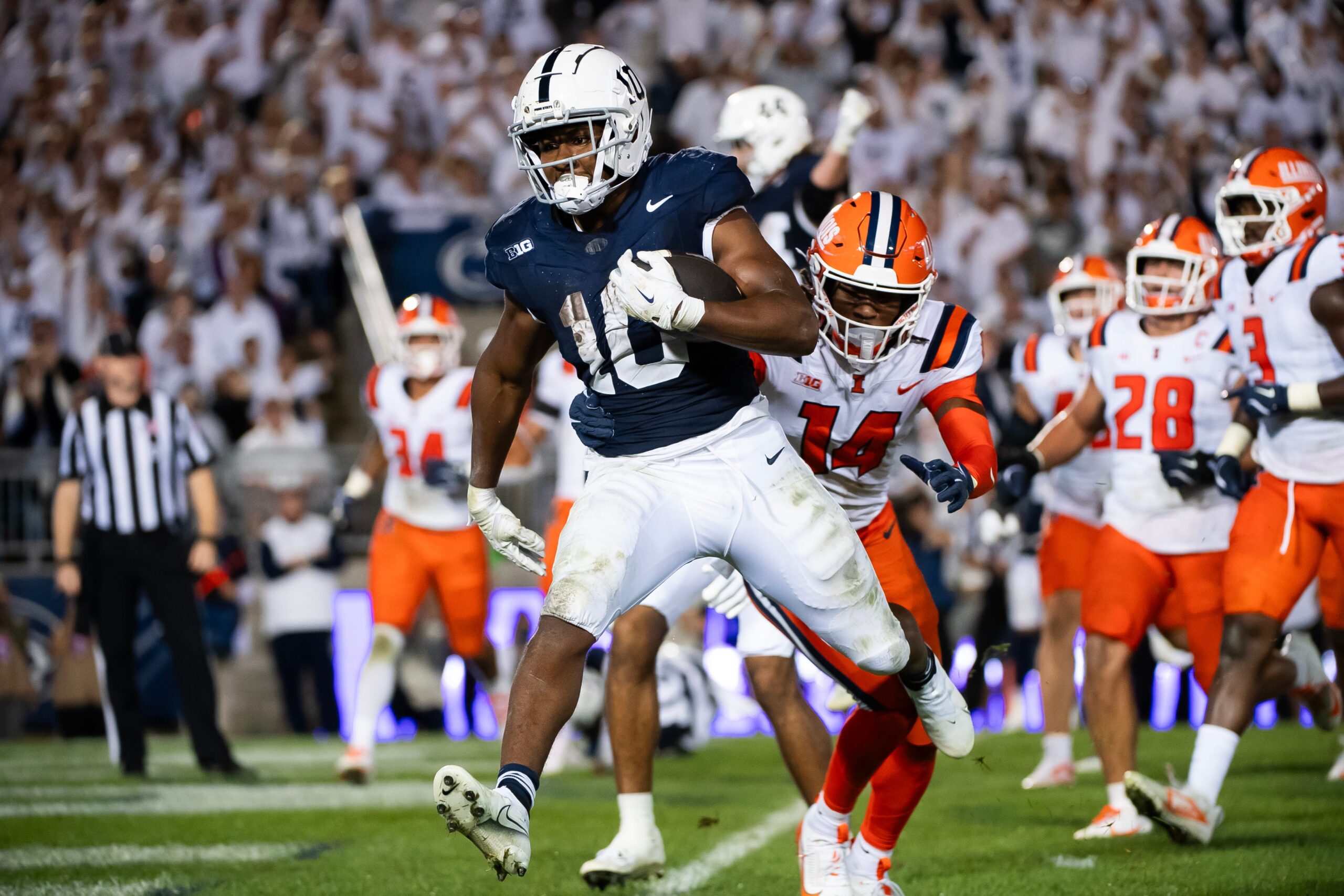 Penn State football. Nick Singleton, Kaytron Allen, James Franklin